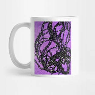 Black beads on a bright purple background Mug